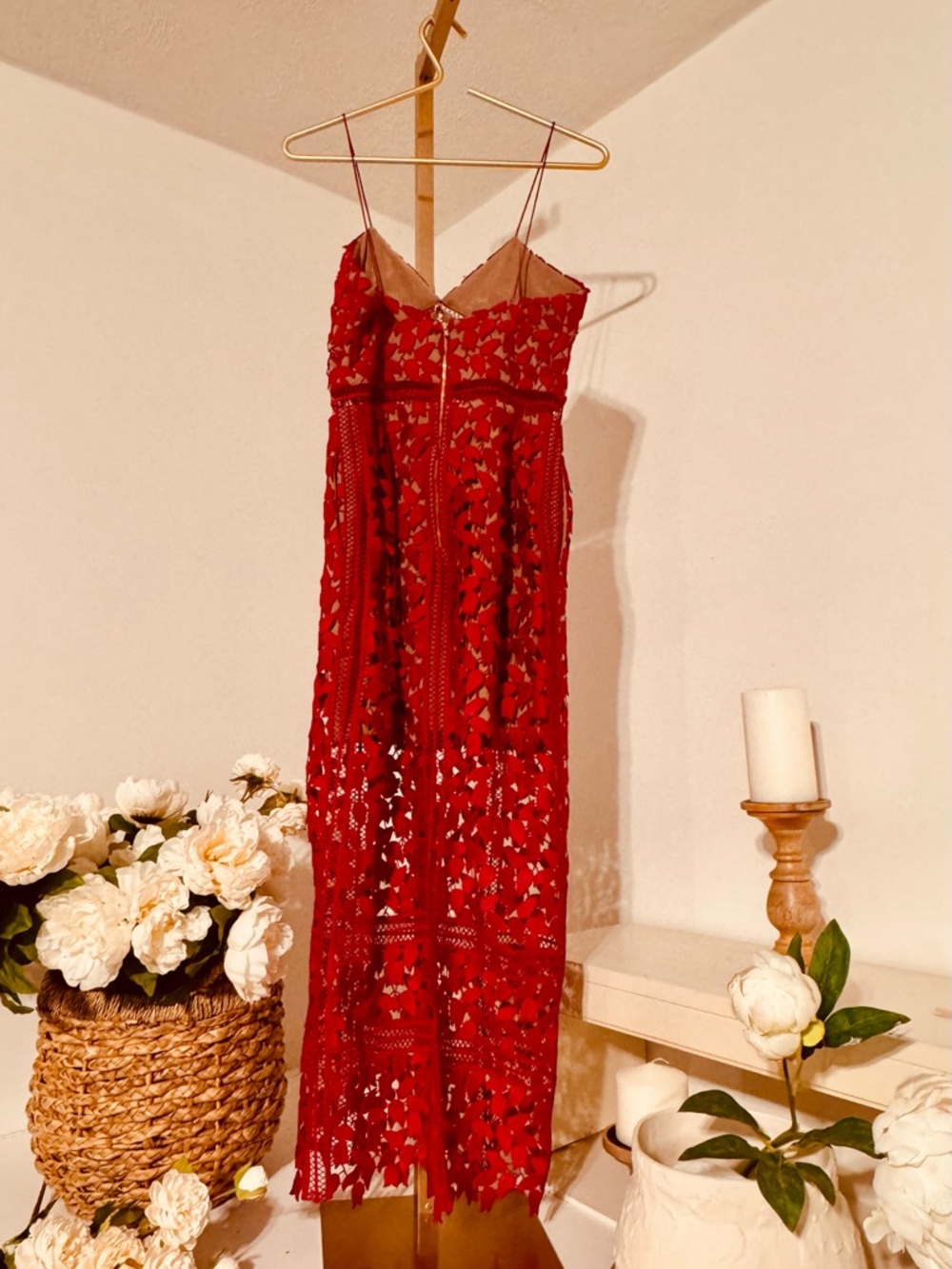 Self-Portrait Red Lace Slip Dress - Picture 6 of 15